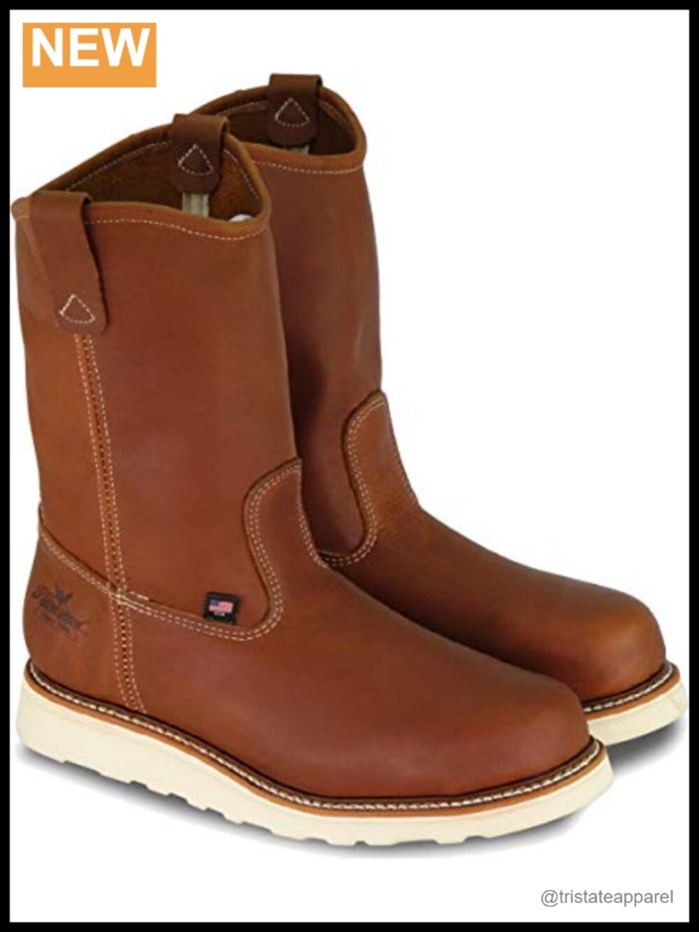 Men's Steel Toe Wellington Work Boots - Full-Grain Leather, Slip-Resistant